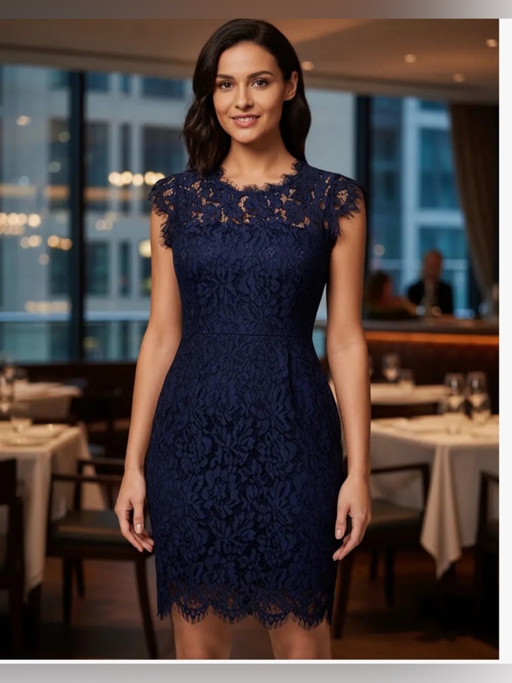 Miusol Navy Lace Midi Dress
